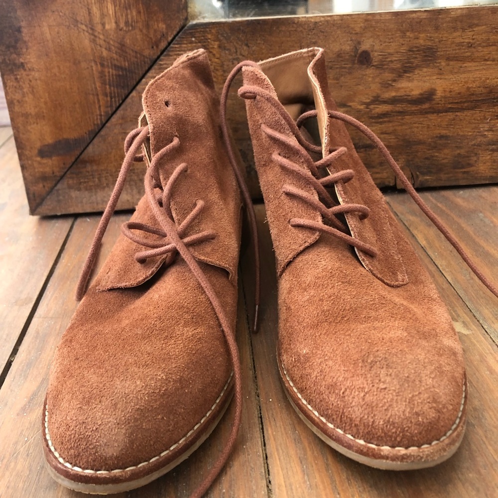 Worn ONCE! Real suede tie up Booties (size 7)